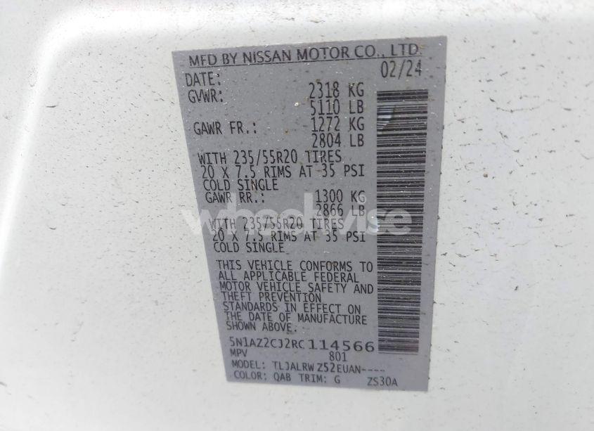 Photo 9 of 2024 Nissan Murano SL FWD (VIN 5N1AZ2CJ2RC114566)