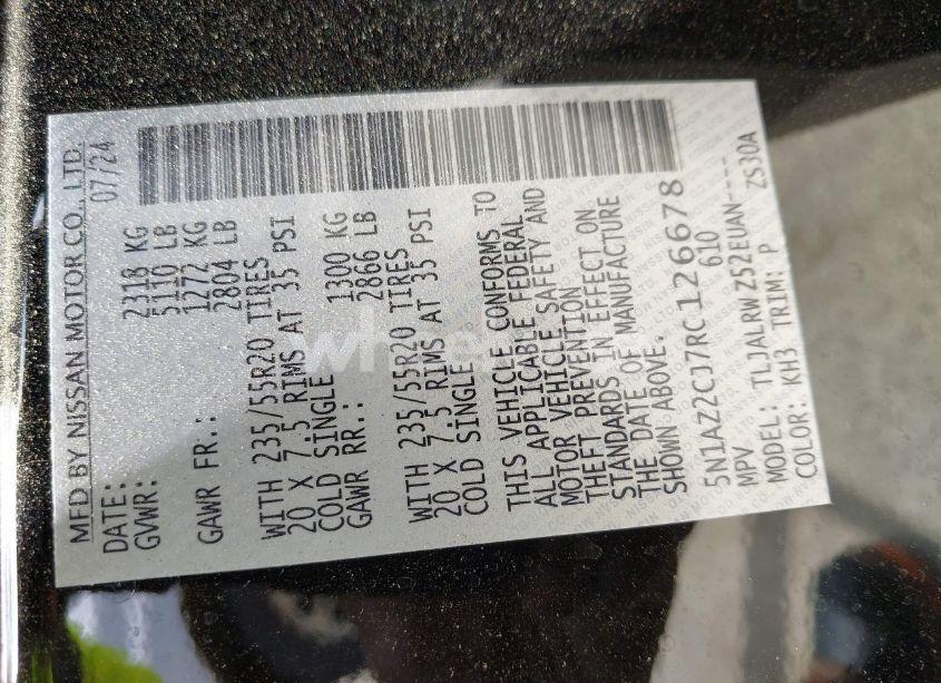 Photo 9 of 2024 Nissan Murano SL FWD (VIN 5N1AZ2CJ7RC126678)