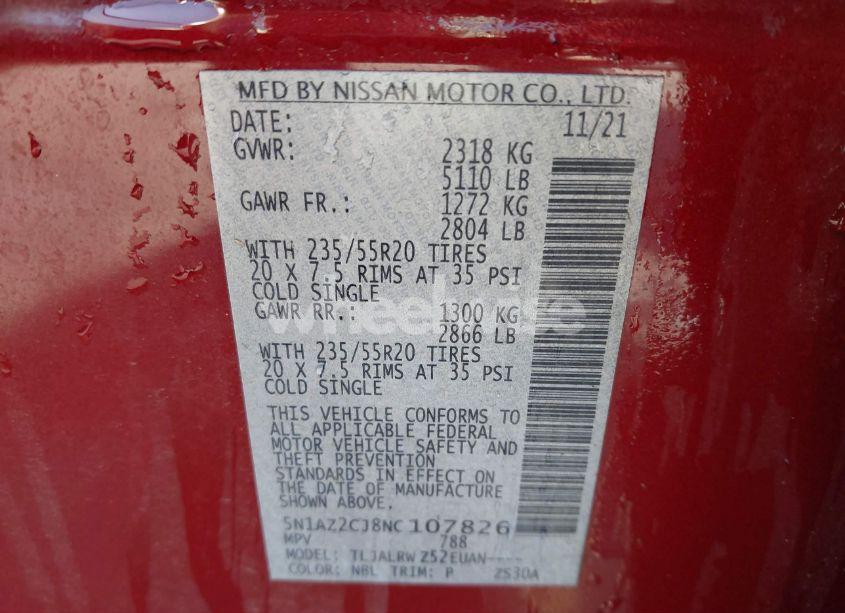 Photo 9 of 2022 Nissan Murano SL FWD (VIN 5N1AZ2CJ8NC107826)