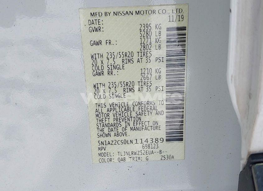 Photo 9 of 2020 Nissan Murano SL INTELLIGENT AWD (VIN 5N1AZ2CS0LN114389)
