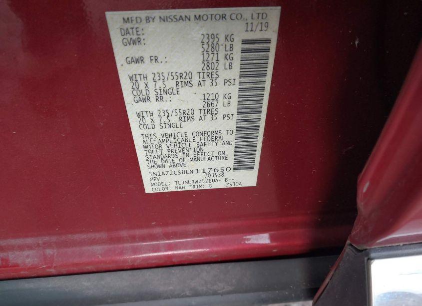 Photo 9 of 2020 Nissan Murano SL INTELLIGENT AWD (VIN 5N1AZ2CS0LN117650)