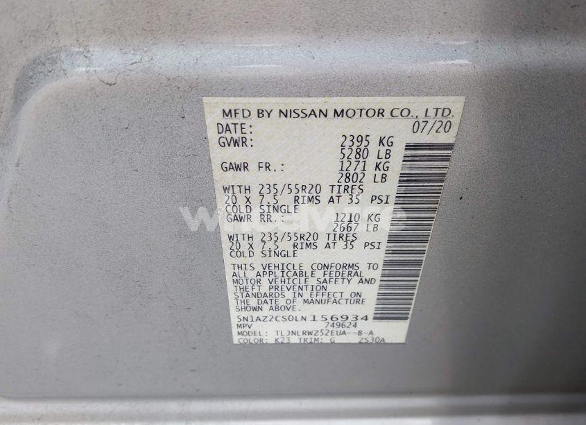 Photo 9 of 2020 Nissan Murano SL INTELLIGENT AWD (VIN 5N1AZ2CS0LN156934)