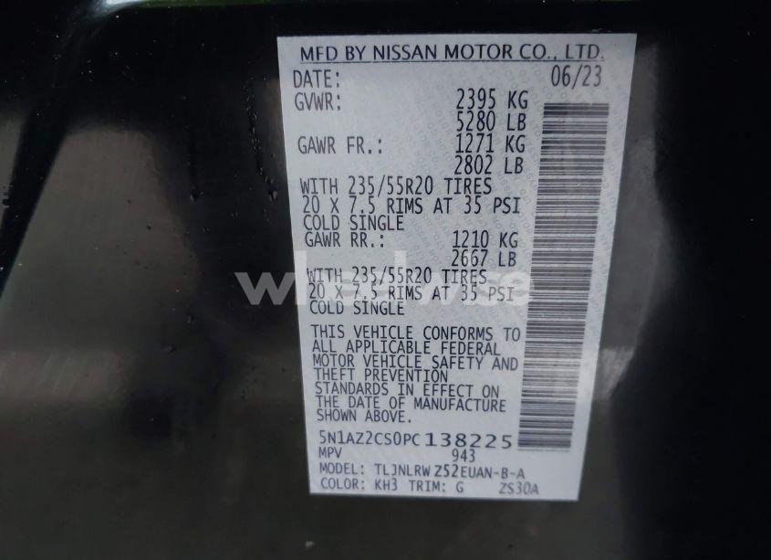 Photo 9 of 2023 Nissan Murano SL INTELLIGENT AWD (VIN 5N1AZ2CS0PC138225)