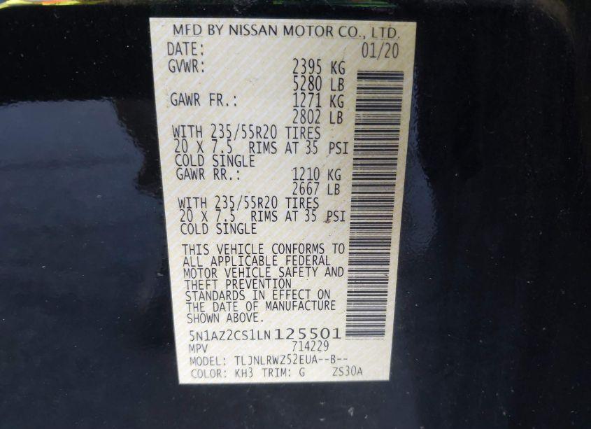 Photo 9 of 2020 Nissan Murano SL INTELLIGENT AWD (VIN 5N1AZ2CS1LN125501)