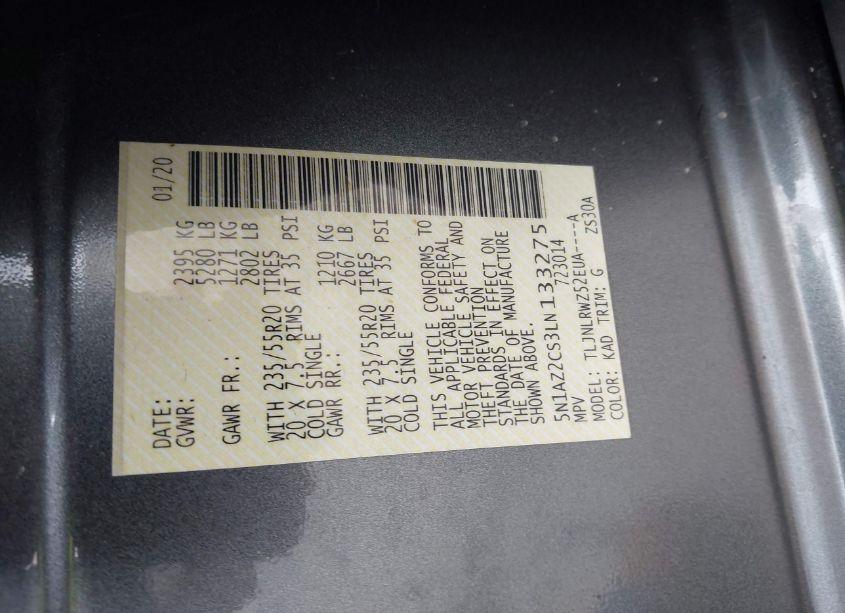 Photo 9 of 2020 Nissan Murano SL INTELLIGENT AWD (VIN 5N1AZ2CS3LN133275)