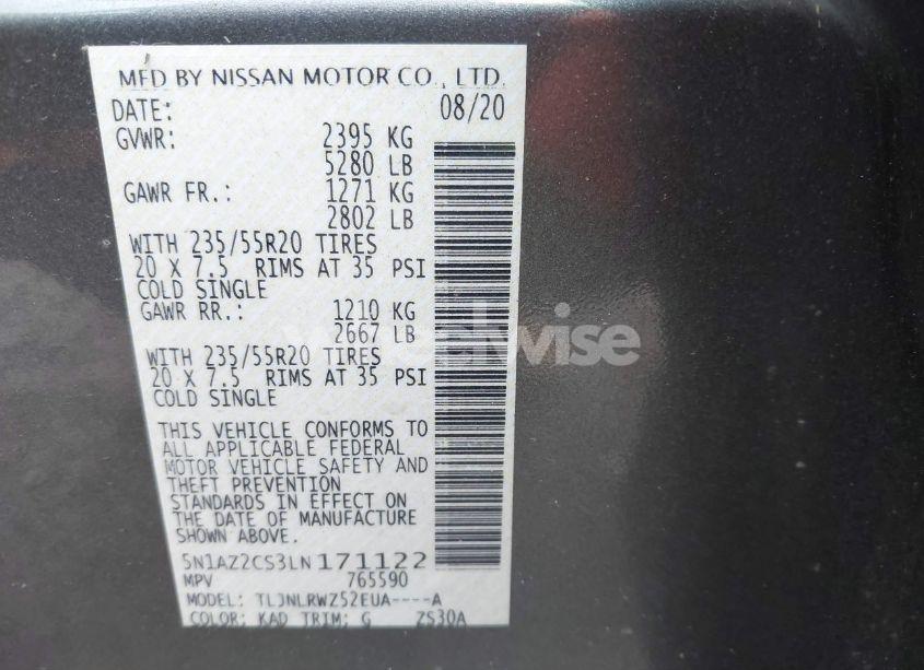 Photo 9 of 2020 Nissan Murano SL INTELLIGENT AWD (VIN 5N1AZ2CS3LN171122)