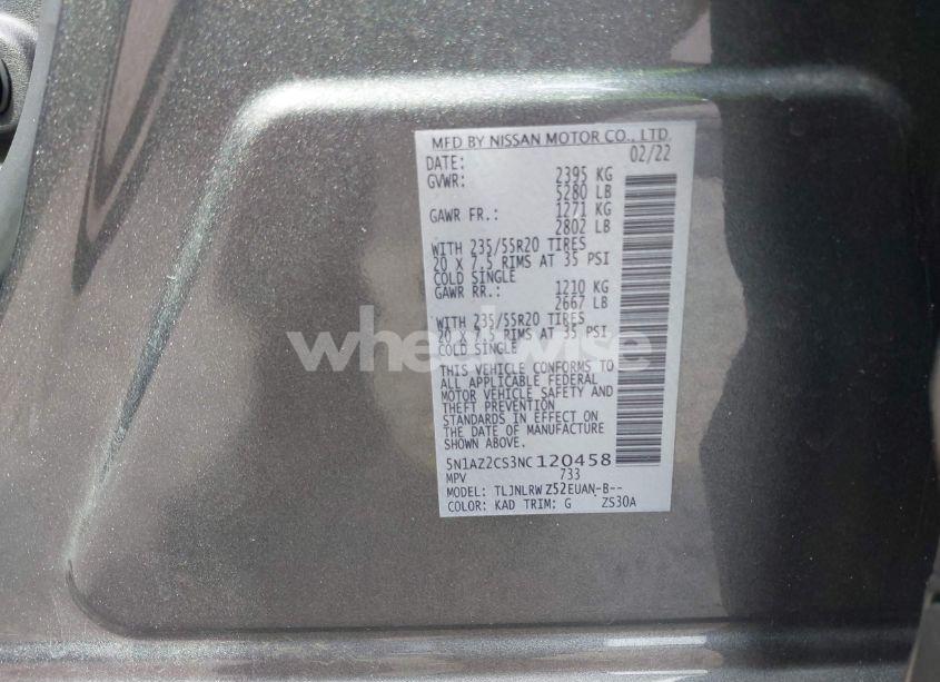 Photo 9 of 2022 Nissan Murano SL INTELLIGENT AWD (VIN 5N1AZ2CS3NC120458)