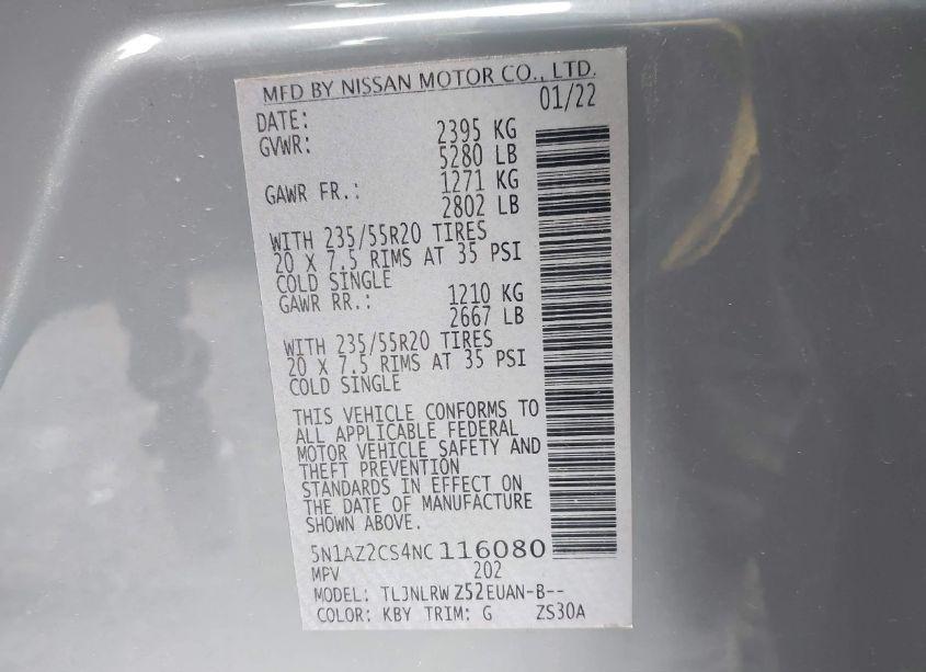 Photo 9 of 2022 Nissan Murano SL INTELLIGENT AWD (VIN 5N1AZ2CS4NC116080)