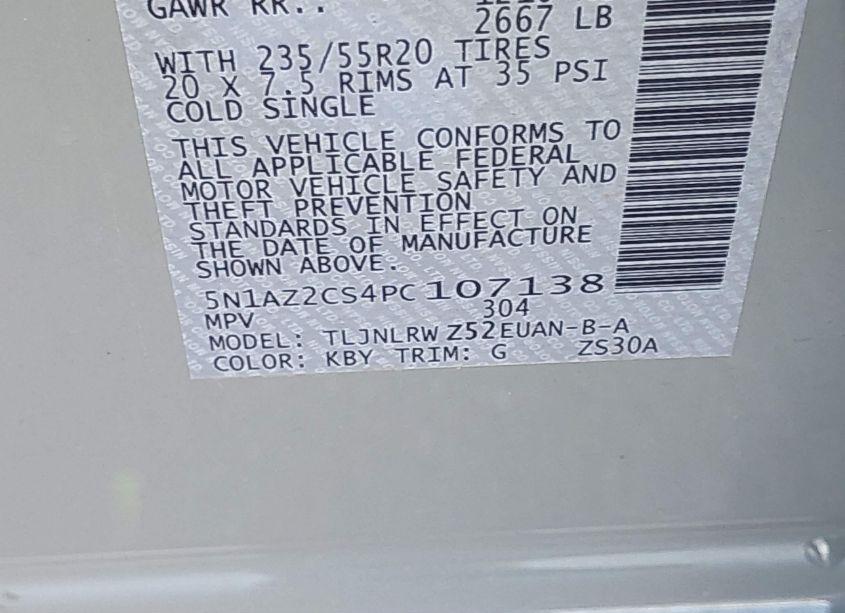 Photo 9 of 2023 Nissan Murano SL INTELLIGENT AWD (VIN 5N1AZ2CS4PC107138)