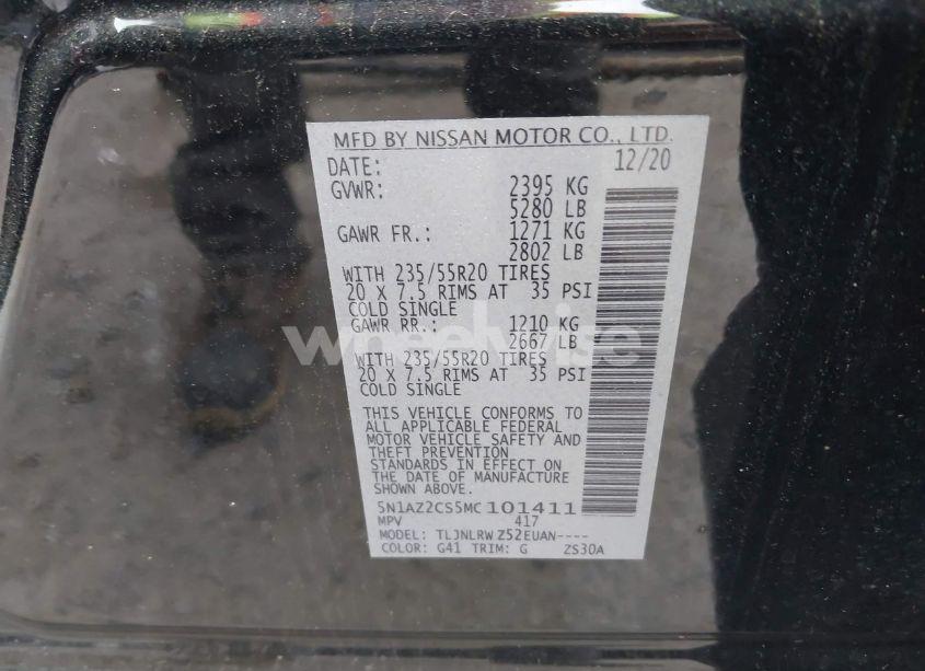 Photo 9 of 2021 Nissan Murano SL INTELLIGENT AWD (VIN 5N1AZ2CS5MC101411)