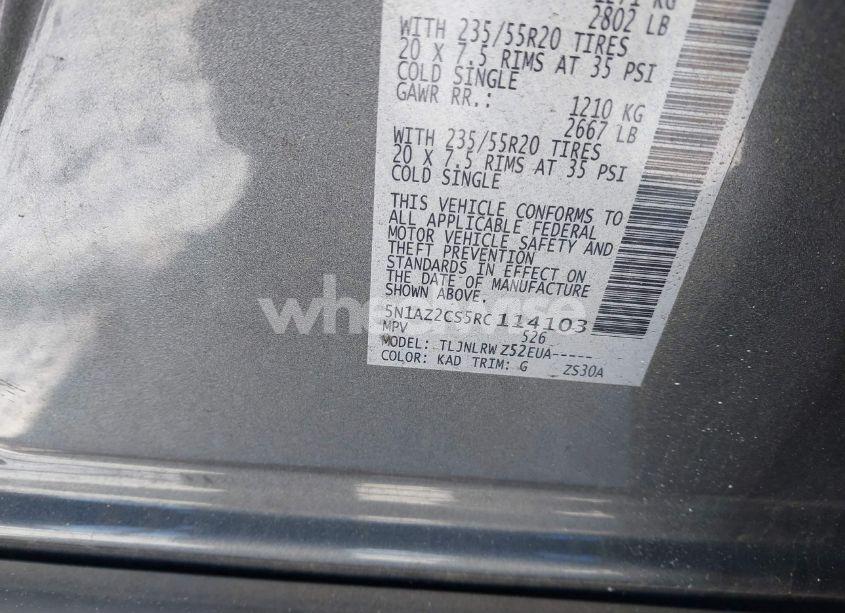 Photo 9 of 2024 Nissan Murano SL INTELLIGENT AWD (VIN 5N1AZ2CS5RC114103)