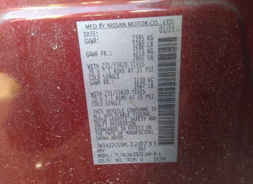 Photo 9 of 2023 Nissan Murano SL INTELLIGENT AWD (VIN 5N1AZ2CS6PC120733)