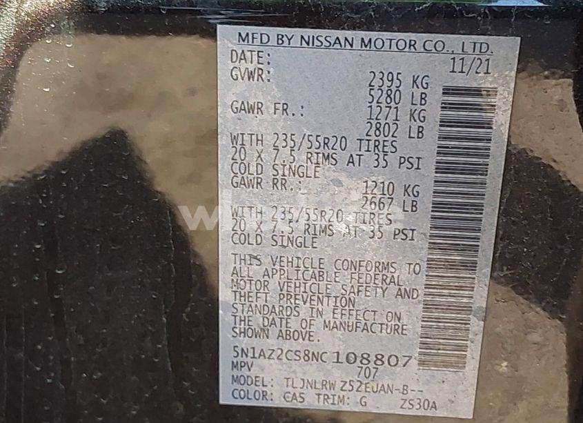 Photo 9 of 2022 Nissan Murano SL INTELLIGENT AWD (VIN 5N1AZ2CS8NC108807)