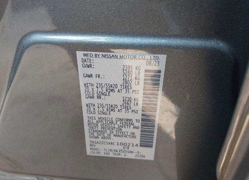 Photo 9 of 2024 Nissan Murano SL INTELLIGENT AWD (VIN 5N1AZ2CSXRC100214)