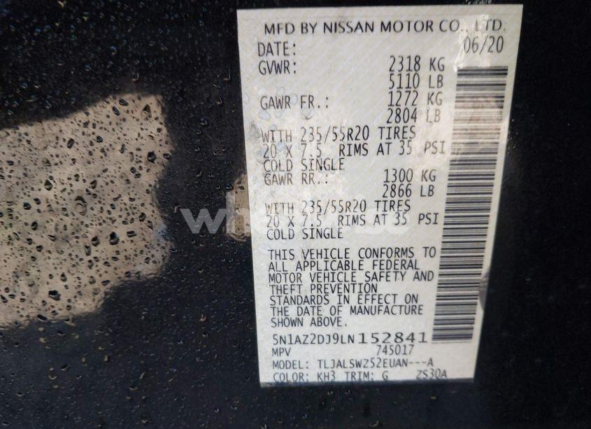 Photo 9 of 2020 Nissan Murano PLATINUM FWD (VIN 5N1AZ2DJ9LN152841)