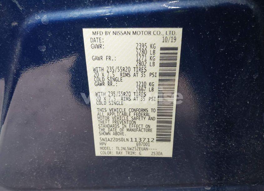 Photo 9 of 2020 Nissan Murano PLATINUM INTELLIGENT AWD (VIN 5N1AZ2DS0LN113712)