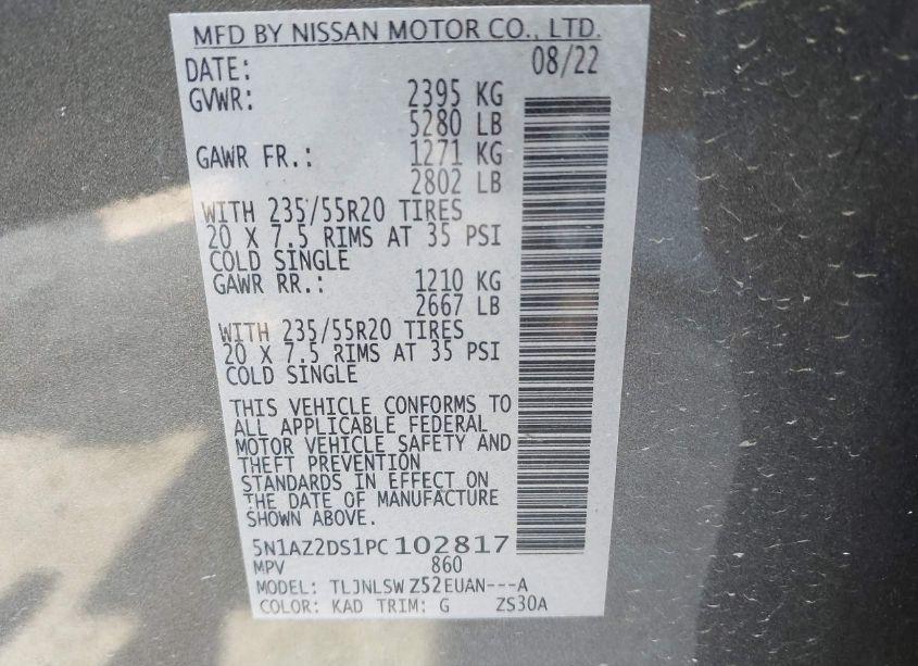 Photo 9 of 2023 Nissan Murano PLATINUM INTELLIGENT AWD (VIN 5N1AZ2DS1PC102817)