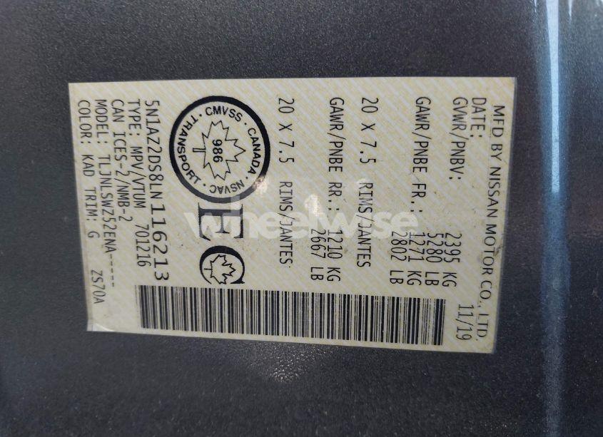 Photo 9 of 2020 Nissan Murano PLATINUM INTELLIGENT AWD (VIN 5N1AZ2DS8LN116213)