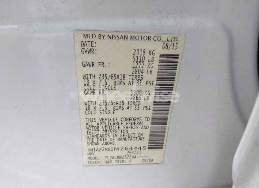 Photo 9 of 2015 Nissan Murano SL (VIN 5N1AZ2MG1FN264445)