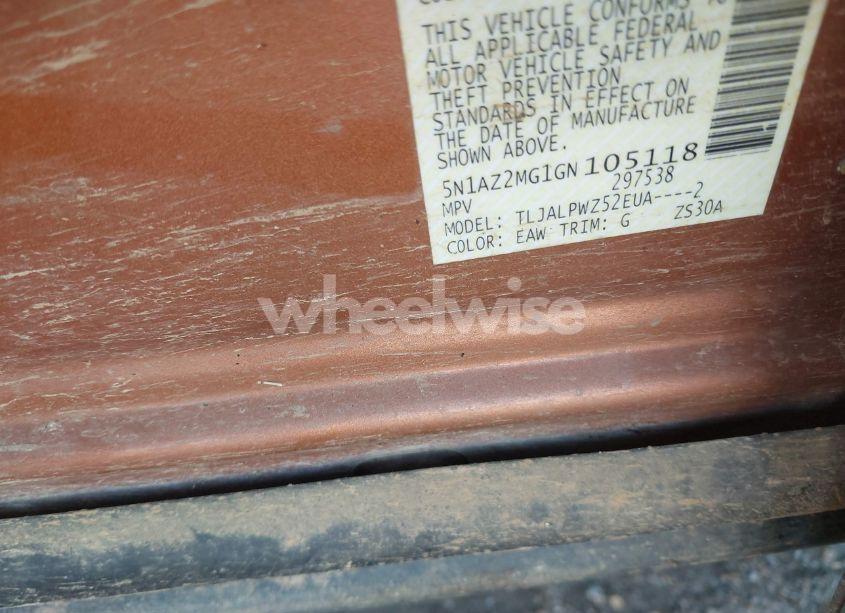 Photo 9 of 2016 Nissan Murano S (VIN 5N1AZ2MG1GN105118)