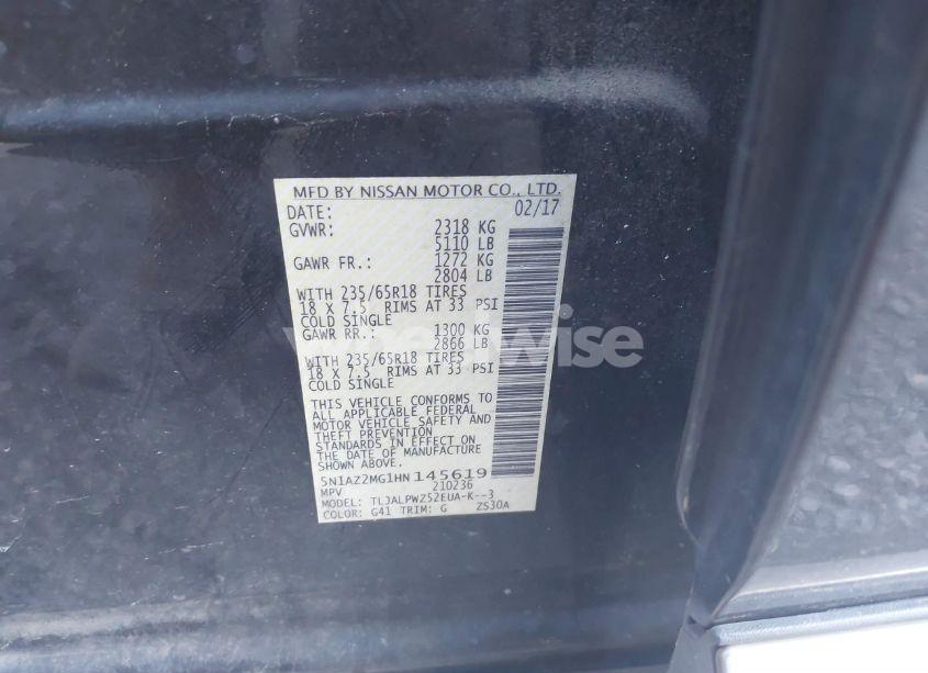 Photo 9 of 2017 Nissan Murano S (VIN 5N1AZ2MG1HN145619)