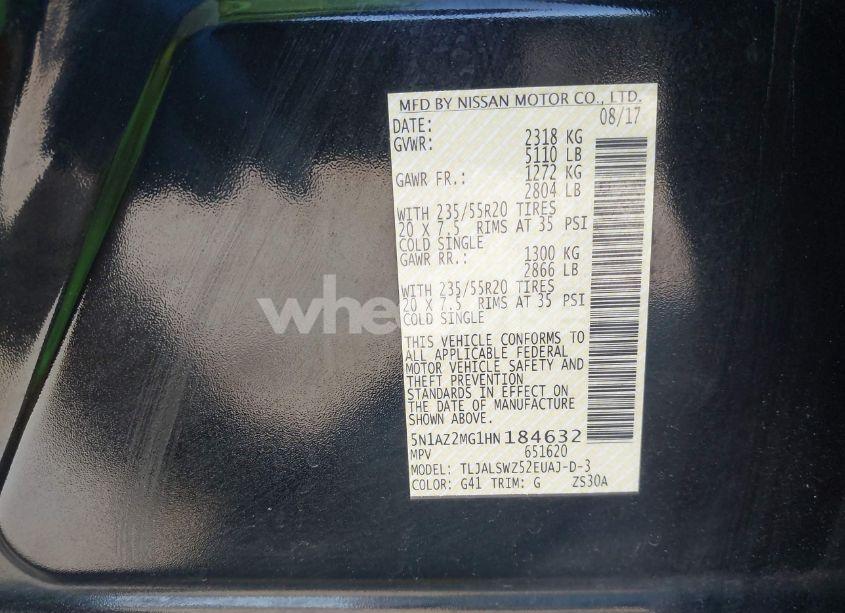 Photo 9 of 2017 Nissan Murano PLATINUM (VIN 5N1AZ2MG1HN184632)