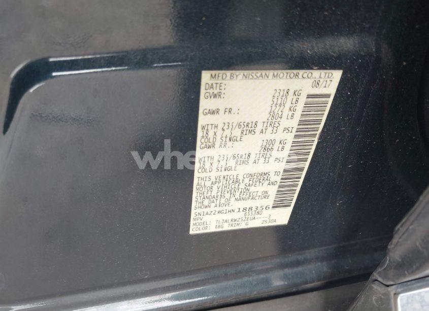 Photo 9 of 2017 Nissan Murano SL (VIN 5N1AZ2MG1HN188356)