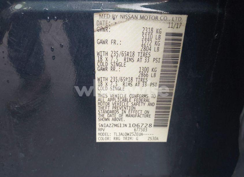 Photo 9 of 2018 Nissan Murano SV (VIN 5N1AZ2MG1JN106728)