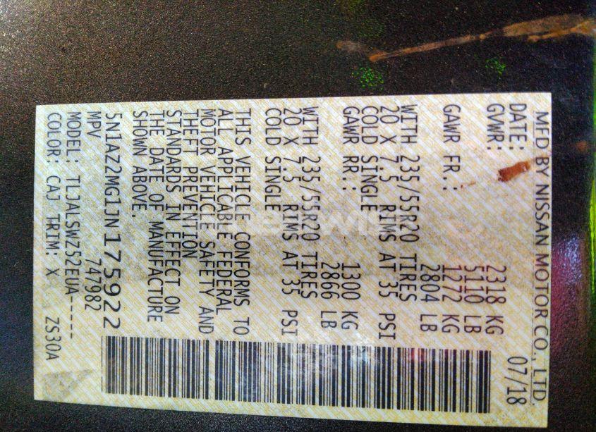 Photo 9 of 2018 Nissan Murano PLATINUM (VIN 5N1AZ2MG1JN175922)