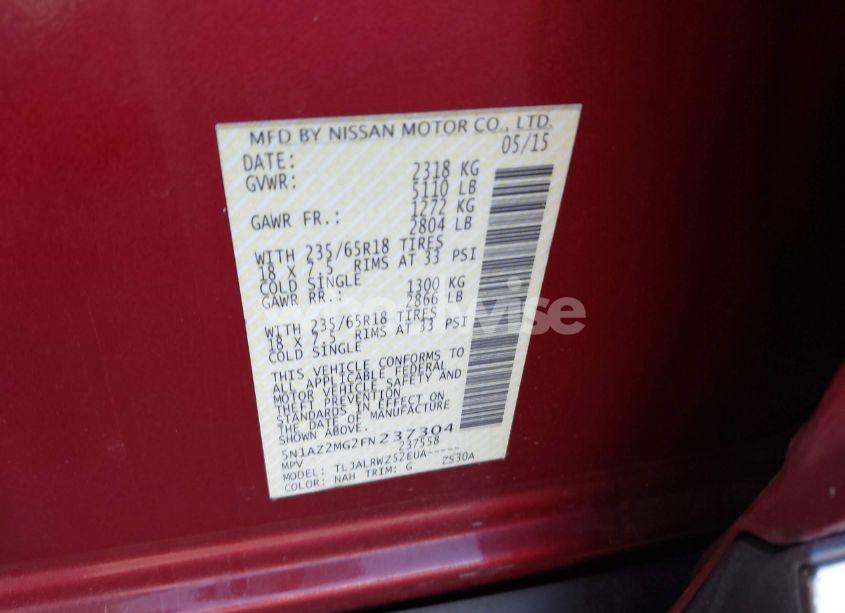 Photo 9 of 2015 Nissan Murano SL (VIN 5N1AZ2MG2FN237304)