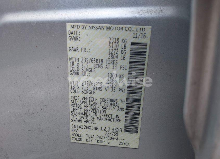 Photo 9 of 2017 Nissan Murano S (VIN 5N1AZ2MG2HN121393)