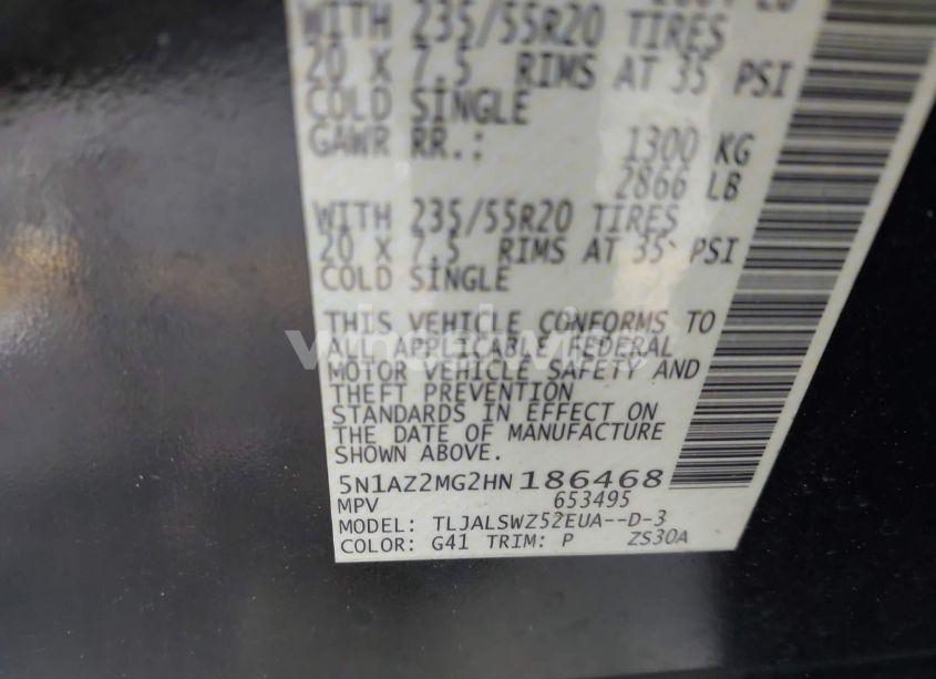 Photo 9 of 2017 Nissan Murano PLATINUM (VIN 5N1AZ2MG2HN186468)