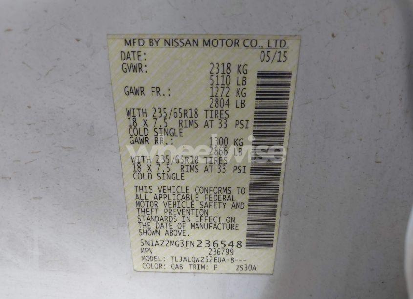 Photo 9 of 2015 Nissan Murano SV (VIN 5N1AZ2MG3FN236548)