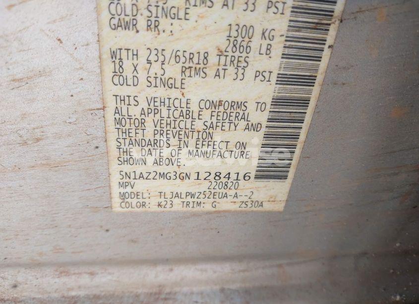 Photo 9 of 2016 Nissan Murano S (VIN 5N1AZ2MG3GN128416)