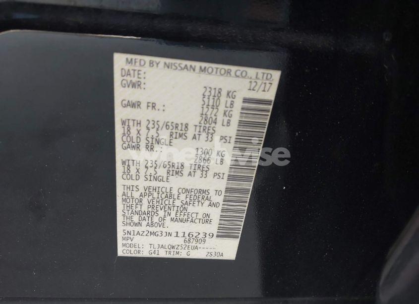 Photo 9 of 2018 Nissan Murano SV (VIN 5N1AZ2MG3JN116239)