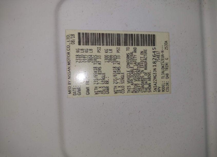 Photo 9 of 2018 Nissan Murano SV (VIN 5N1AZ2MG3JN182645)