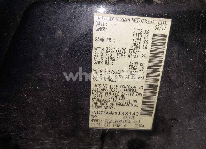 Photo 9 of 2017 Nissan Murano PLATINUM (VIN 5N1AZ2MG4HN138342)