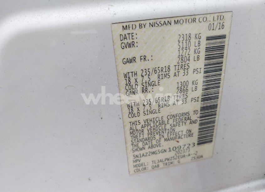 Photo 9 of 2016 Nissan Murano S (VIN 5N1AZ2MG5GN109723)