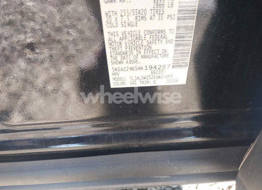 Photo 9 of 2017 Nissan Murano PLATINUM (VIN 5N1AZ2MG5HN194287)