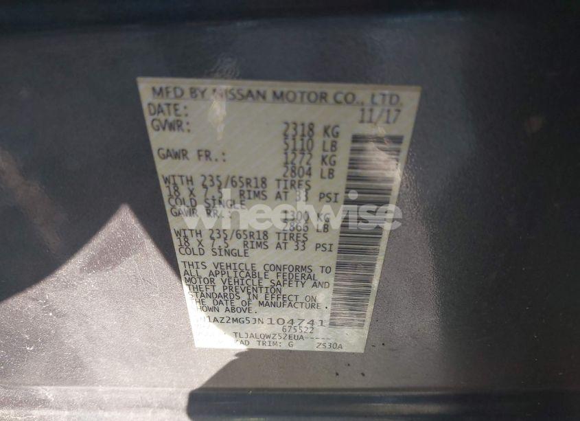 Photo 9 of 2018 Nissan Murano SV (VIN 5N1AZ2MG5JN104741)