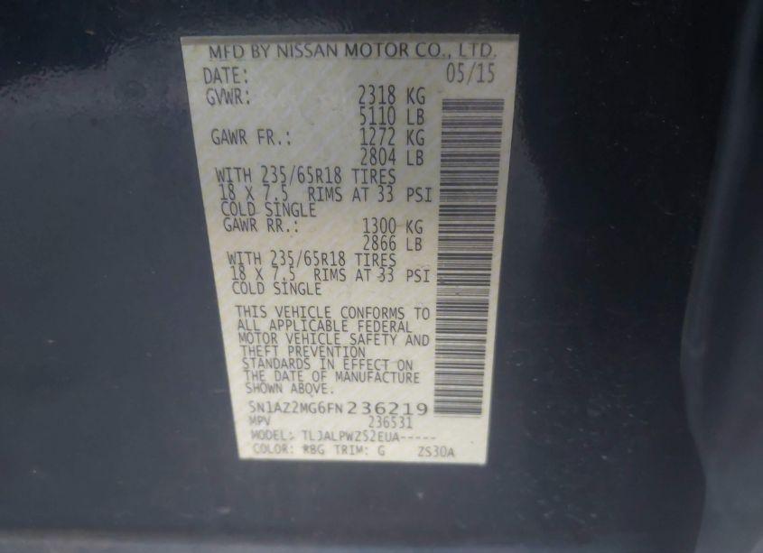 Photo 9 of 2015 Nissan Murano S (VIN 5N1AZ2MG6FN236219)