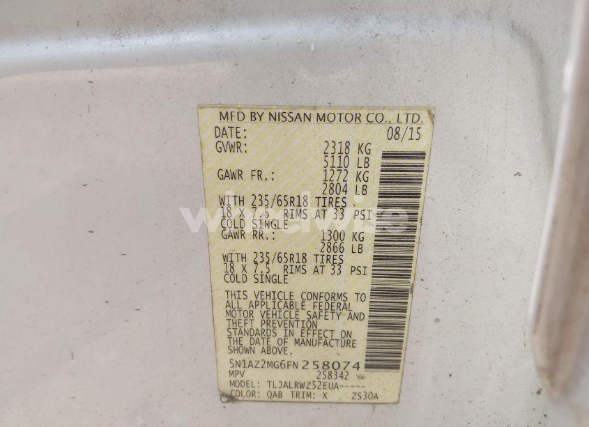 Photo 9 of 2015 Nissan Murano SL (VIN 5N1AZ2MG6FN258074)