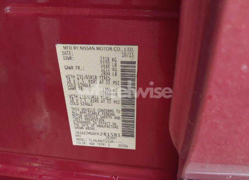 Photo 9 of 2015 Nissan Murano SL (VIN 5N1AZ2MG6FN281581)