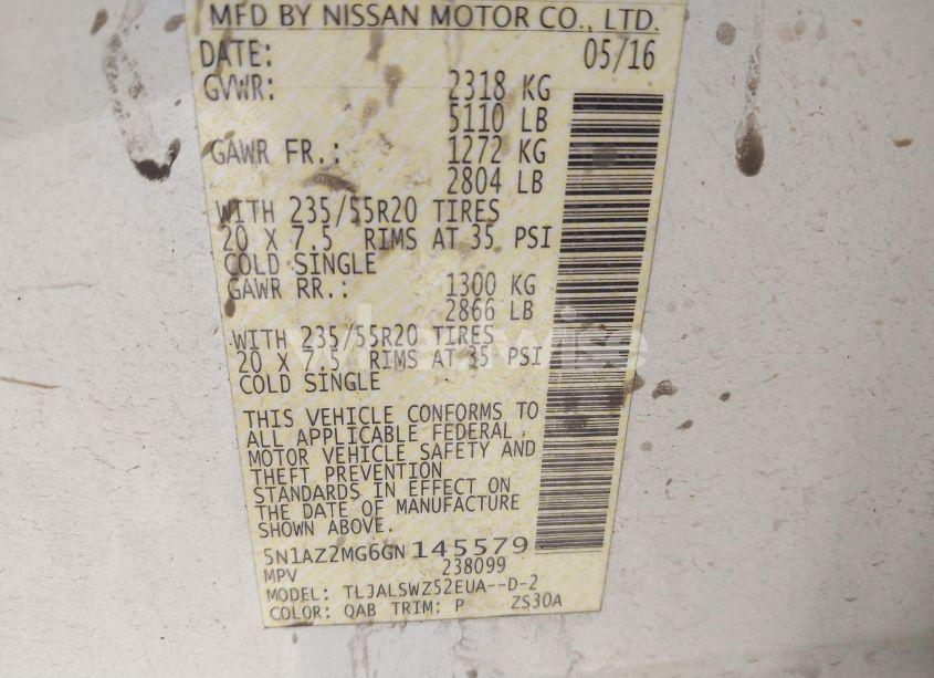 Photo 9 of 2016 Nissan Murano PLATINUM (VIN 5N1AZ2MG6GN145579)