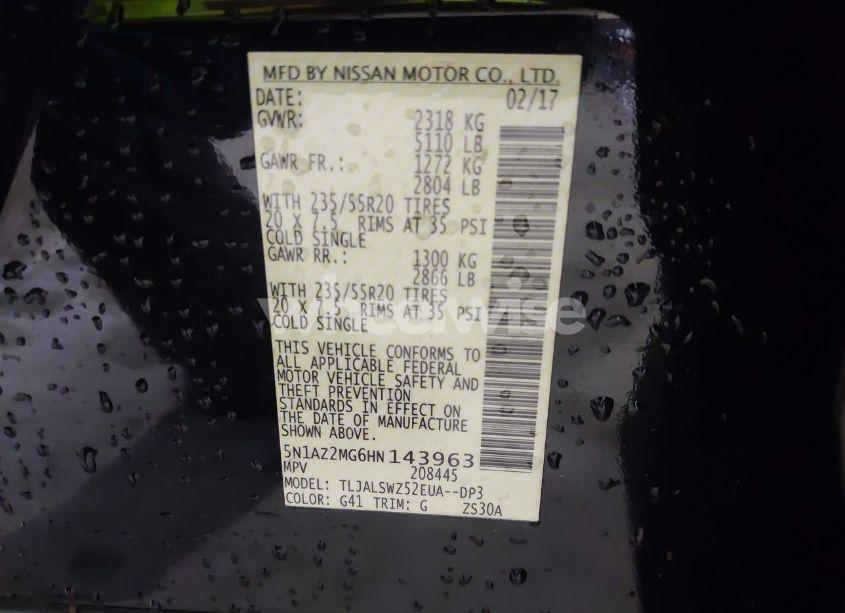 Photo 9 of 2017 Nissan Murano PLATINUM (VIN 5N1AZ2MG6HN143963)