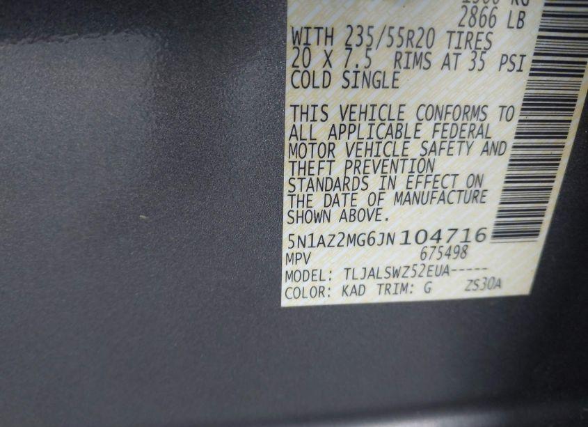 Photo 9 of 2018 Nissan Murano PLATINUM (VIN 5N1AZ2MG6JN104716)