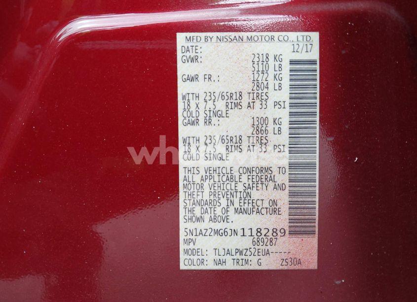 Photo 9 of 2018 Nissan Murano S (VIN 5N1AZ2MG6JN118289)