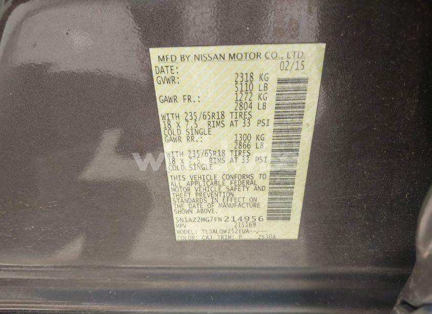 Photo 9 of 2015 Nissan Murano SV (VIN 5N1AZ2MG7FN214956)