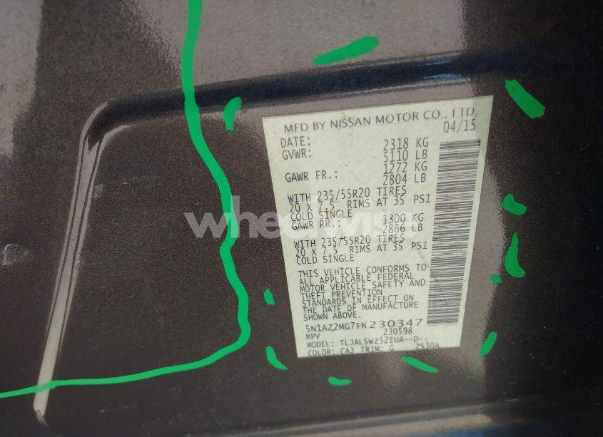 Photo 9 of 2015 Nissan Murano PLATINUM (VIN 5N1AZ2MG7FN230347)