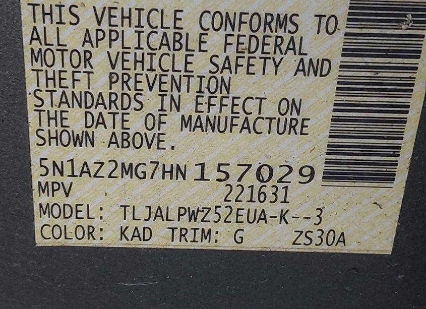 Photo 9 of 2017 Nissan Murano S (VIN 5N1AZ2MG7HN157029)